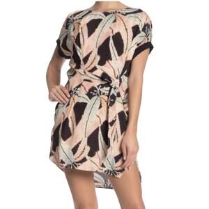 All Saints Silk Sonny Fuji Tunic Printed Black/Tan Dress 10 Womens Abstract